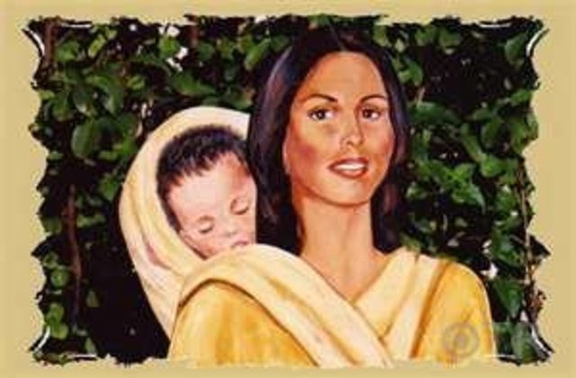 Sacagawea gives birth to baby
