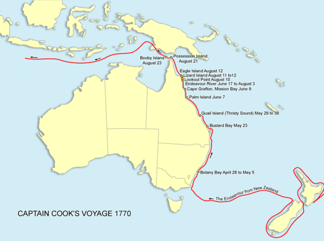 Captain James Cook discovers Australia