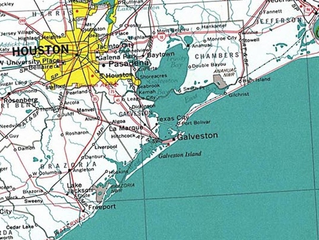 Galveston, Texas Map (1970)