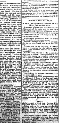 Colorado Association of Libraries Formed