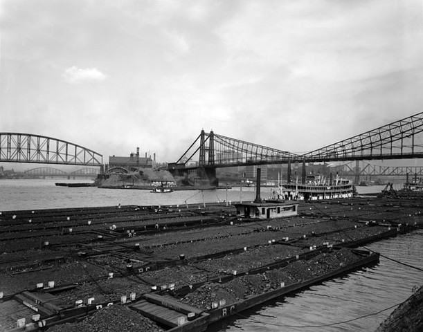 Steamboat and Coal Barge