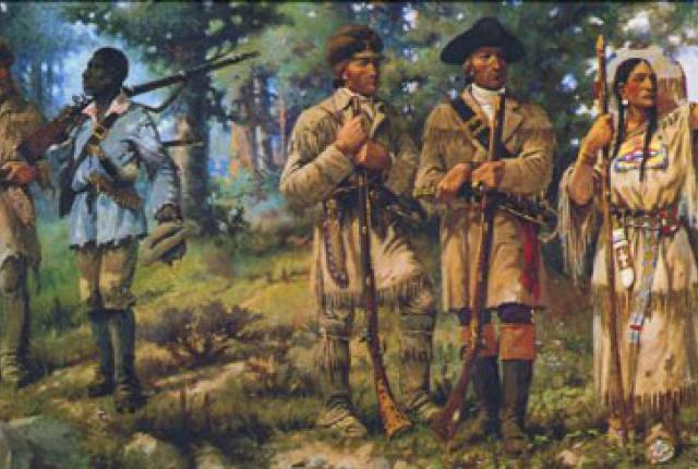 Clark, Charbonneau, and Sacagawea narrowly escape a flash flood