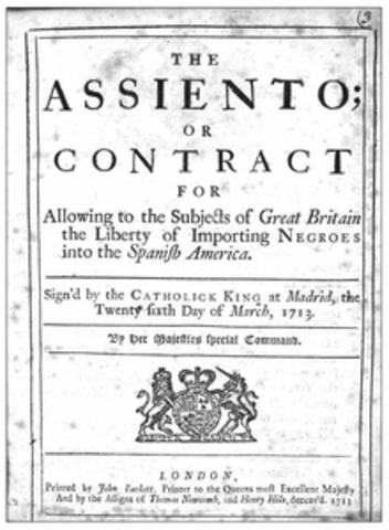 'Asiento' Contract was given to Britian from Spain by the Treaty of Utrecht