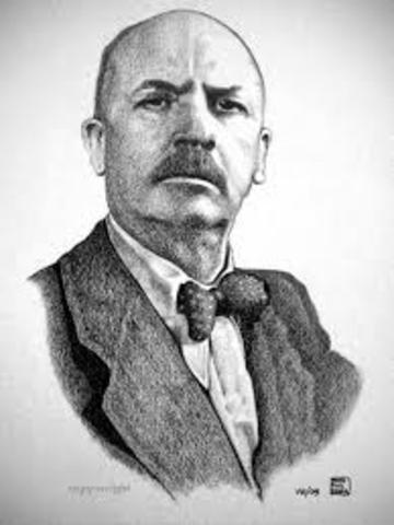 EL LIDER FILIPPO  TOMMANSO MARINETTI AÑADEN FRAGMENTO DE PERIODICOS Y OTROS MATERIALES