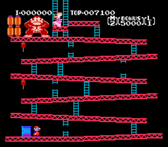Donkey Kong, designed by Shigeru Miyamoto, is released in Arcades to lots of quaters and acclaim.