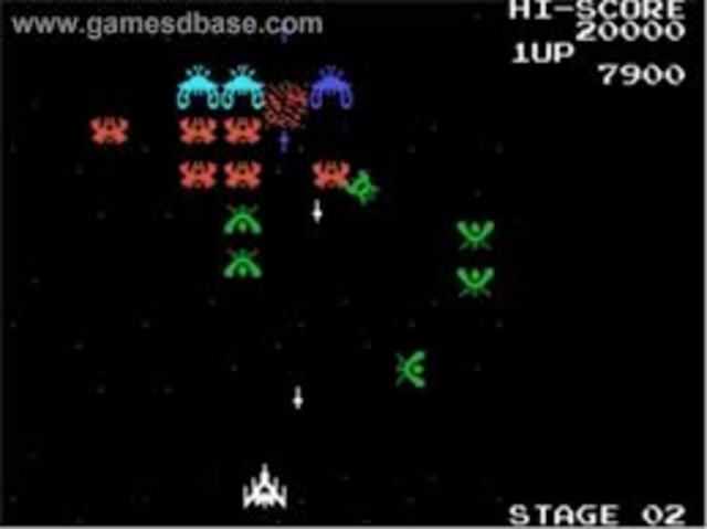 Galaga Player tries to move through stages and waves of alien ships
