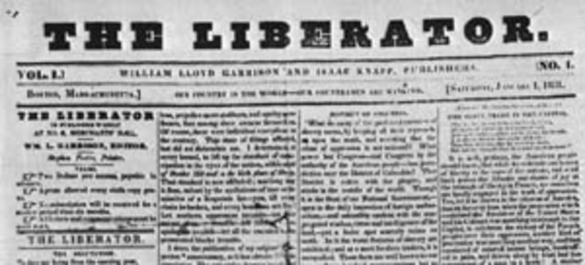 William Lloyd Garrison starts "The Liberator"