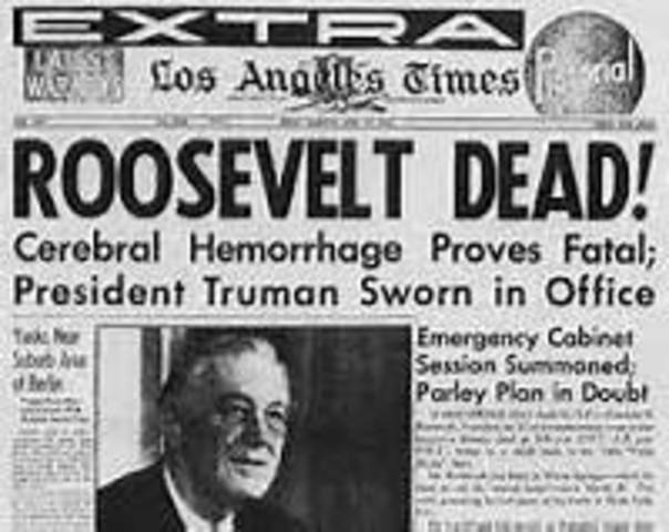 FDR dies, Harry S. Truman becomes President