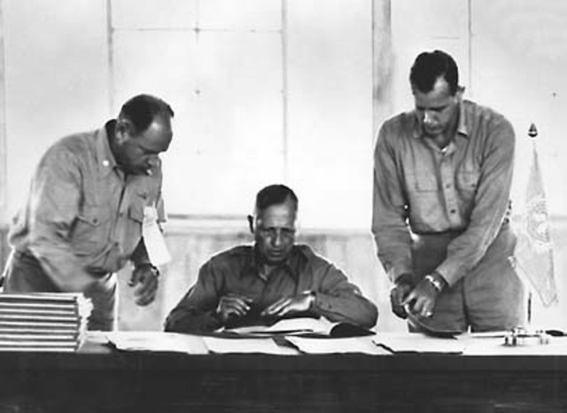 Armistice signed, formal end to the Korean War. The Modern Korean Border, or DMZ, is Set