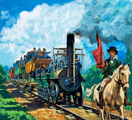 George Stephenson builds the first passenger reilway.