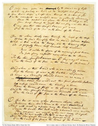 Writing of th Star Spangled Banner