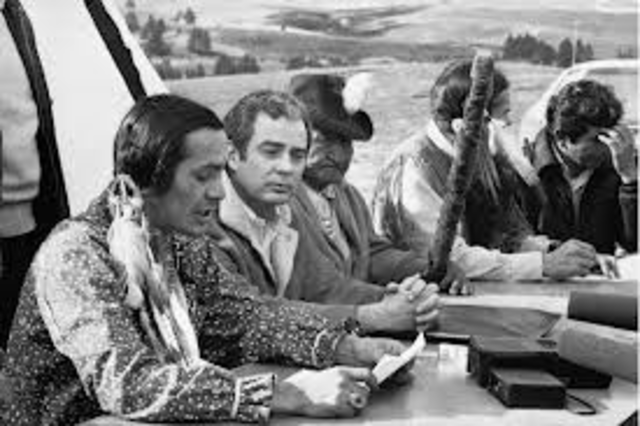 Protesters from the AIM take over the reservation at Wounded Knee