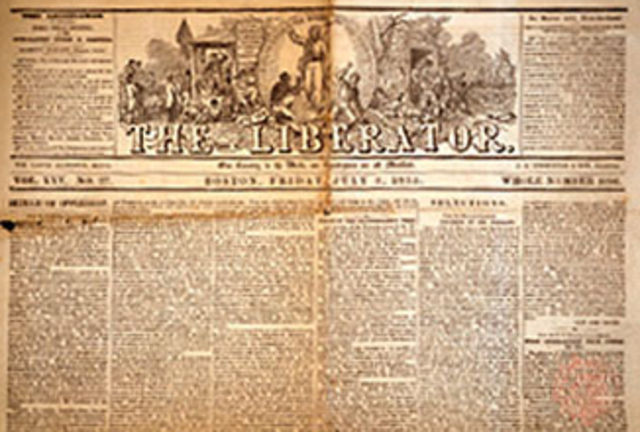 William Lloyd Garrison starts the anti-slavery newspaper called The Liberator