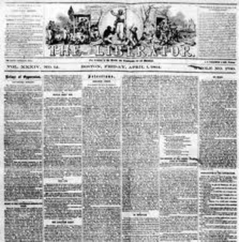 William Lloyd Garrison starts the anti-slavery newspaper called The Liberator