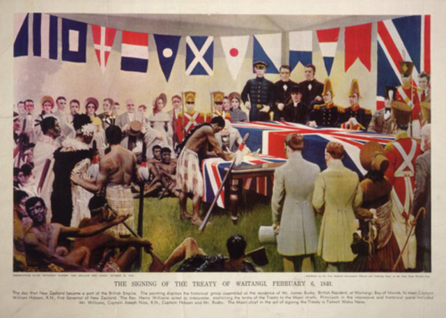 Maori sign the Treaty of Waitangi