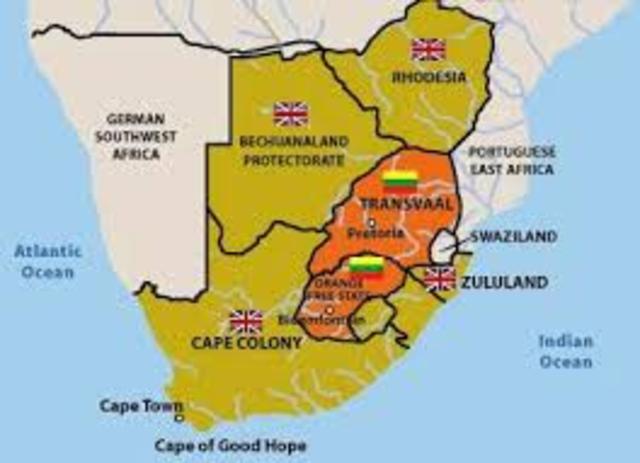 The Boer Republic Transvaal, now under the control of the British