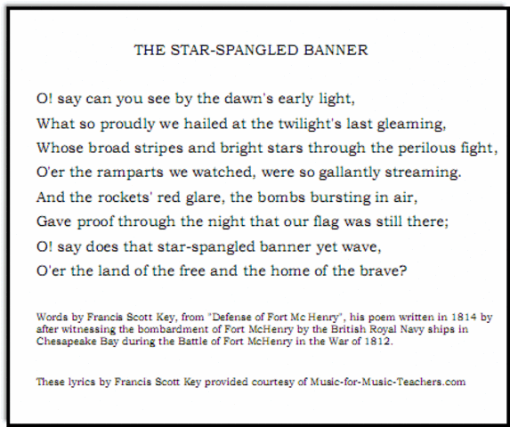 Writing the Star Spangled Banner