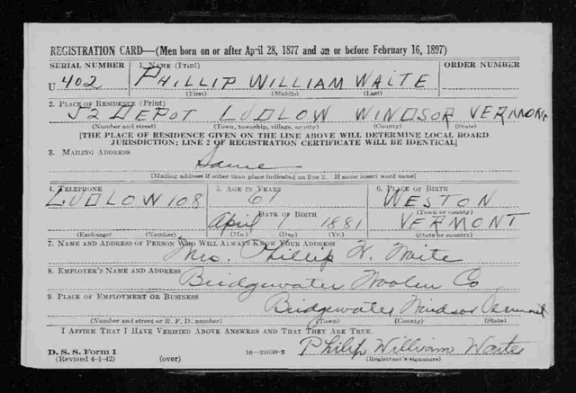 Philip Waite Drafted to US Army