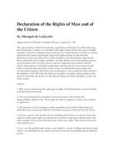 Decleration of the Rights of Men and Citizens