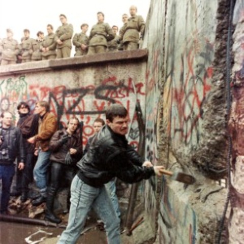The Demolition of the Berlin Wall begins
