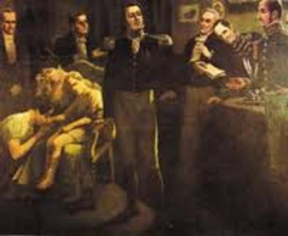 Abdicação de D. Pedro como imperador do Brasil no Rio.