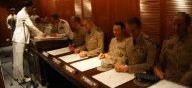 Japan army signed the surrender treaty in the Municipal Building (City Hall, Singapore)