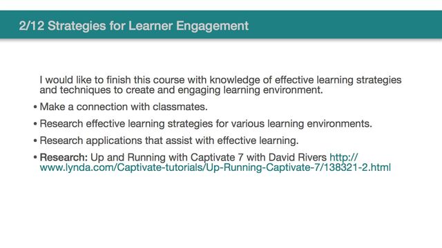 2/12 Strategies for Learner Engagement