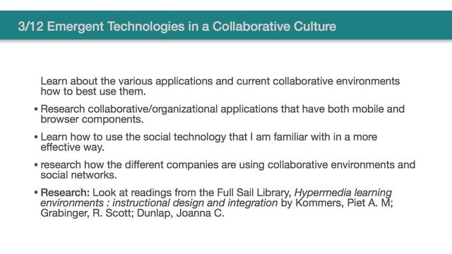 3/12 Emergent Technologies in a Collaborative Culture