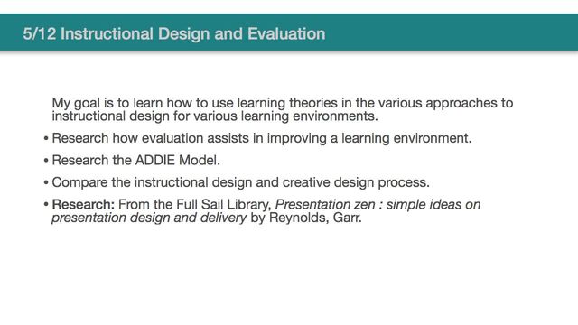 5/12 Instructional Design and Evaluation