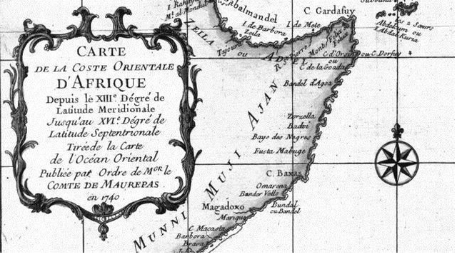 A map of Somalis from the early 18th century.