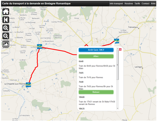 Application et données Transport à la demande