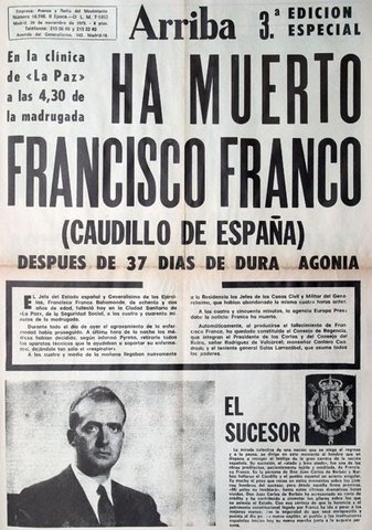 Muere Francisco Franco. Juan Carlos I, es proclamado Rey de España.