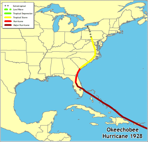 The Okeechobee Hurricane hits Florida