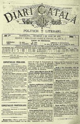 Valentí Almirall treu a la llum el primer diari en català, el Diari Català.