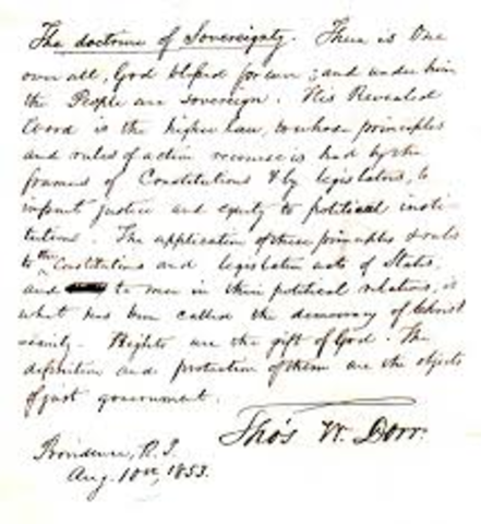 Dorr penned a credo called the Doctrine of Sovereignty