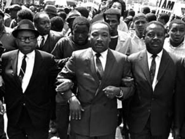Martin Luther King Jr. leads a civil rights march in Chicago