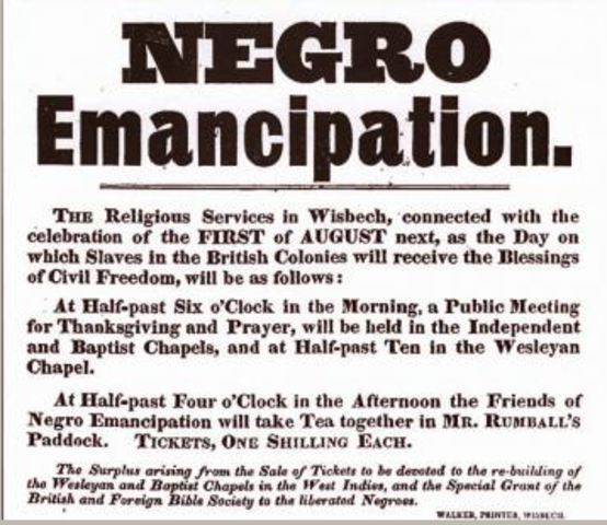 Slavery is abolished in the British Empire