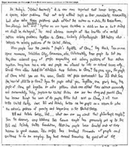 Student Biography for Newsletter and Website