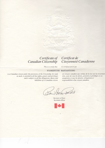 Maria Mastantuono & family came to Canada