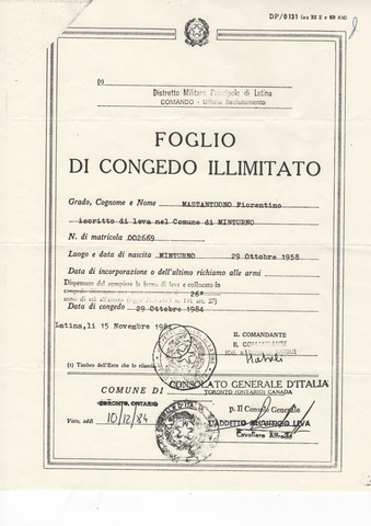 Adolfo Mastantuono came to Canada