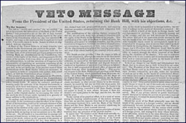 Veto Charter of the Bank of the United States