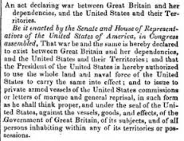Congress Declares War on Britain