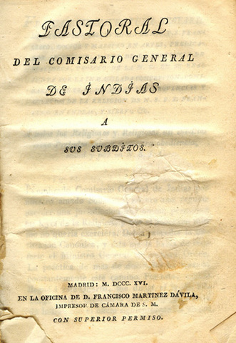 Carta de Comisario General de Indias
