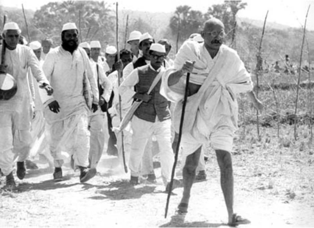 Gandhi leads Indian camapaign of civil disobedience