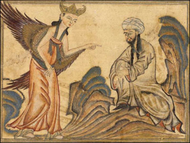 Muhhamad gets first vision from the angel gabe.