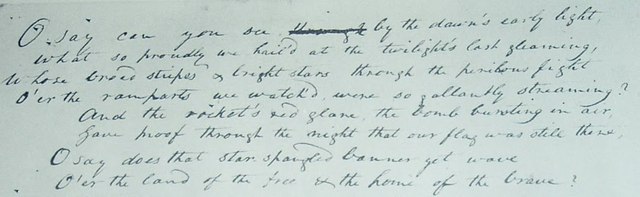 Writing of The Star Spangled Banner