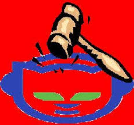 Bands and Rappers Sue Napster for  copyright infringement and racketeering.