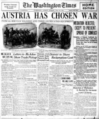 Austria-Hungary declares war on Serbia