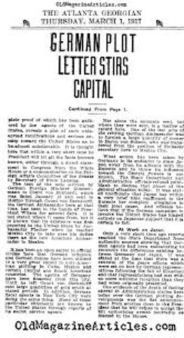 Newspapers published the Zimmermann Telegram