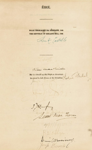 The Republic of Ireland Act is signed